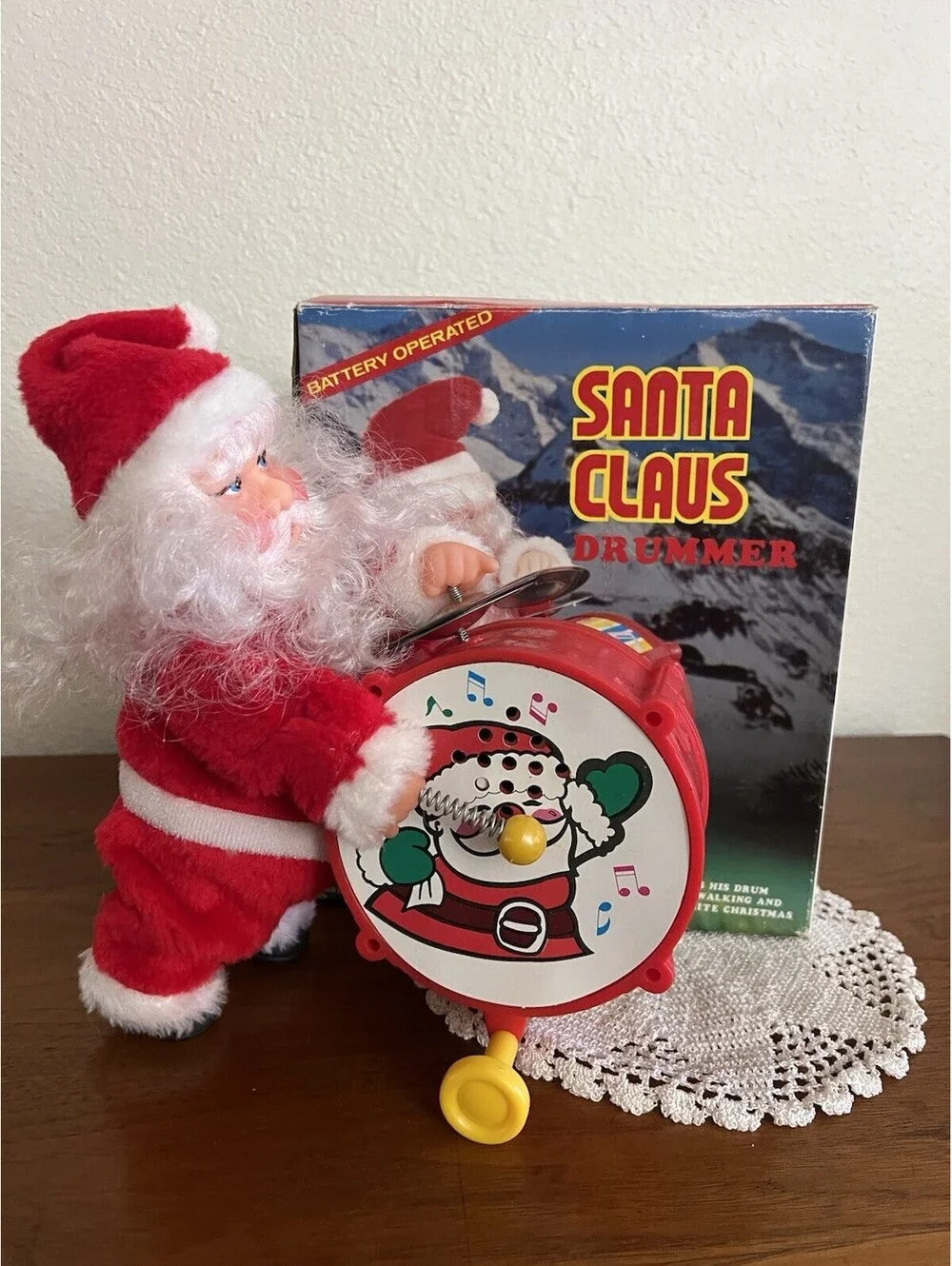 Vintage Meryvn’s Walking Santa Claus Drummer, with Box, ONLY MUSIC WORKS